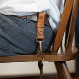 Beardbrand leather keychain on belt