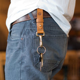Beardbrand leather keychain on belt