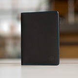 Beardbrand black leather passport wallet front