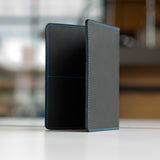 Beardbrand black leather passport wallet back