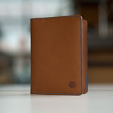 Beardbrand brown leather passport wallet front
